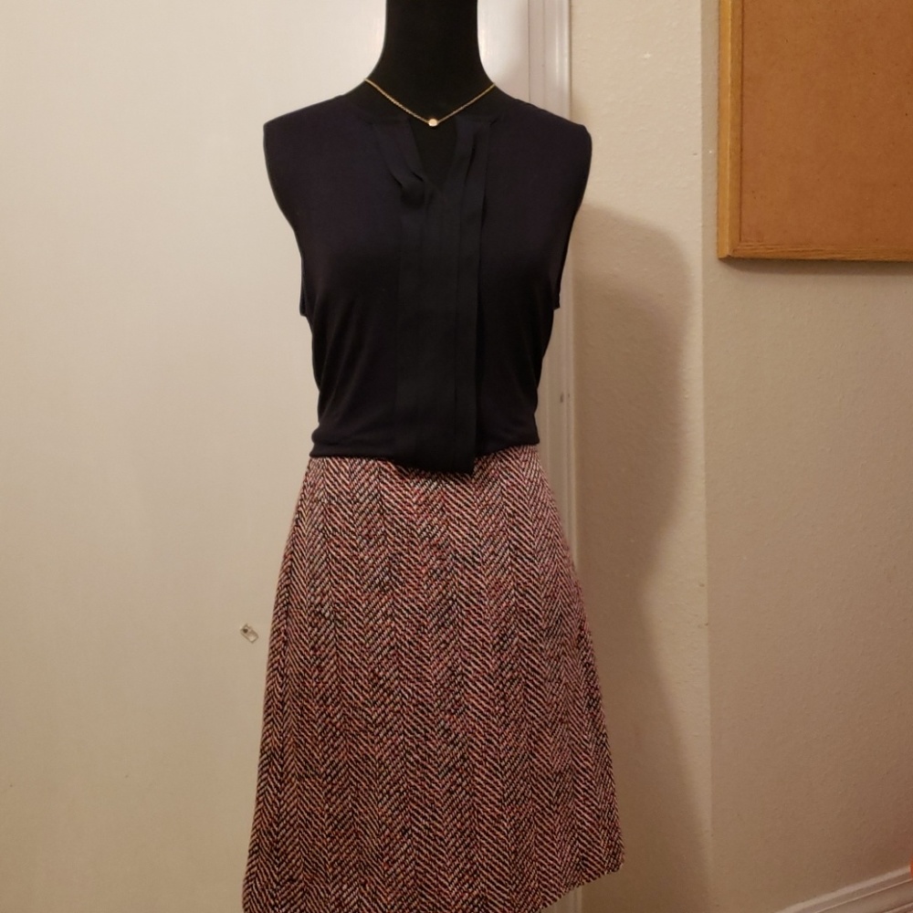 Red and Black Tweed Skirt from the Loft